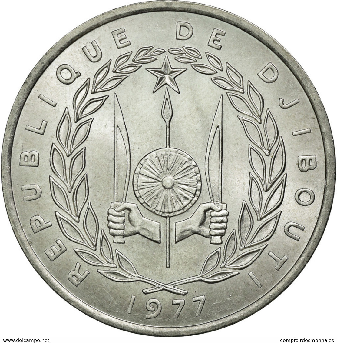 Monnaie, Djibouti, 5 Francs, 1977, Paris, SUP, Aluminium, KM:22 - Dschibuti