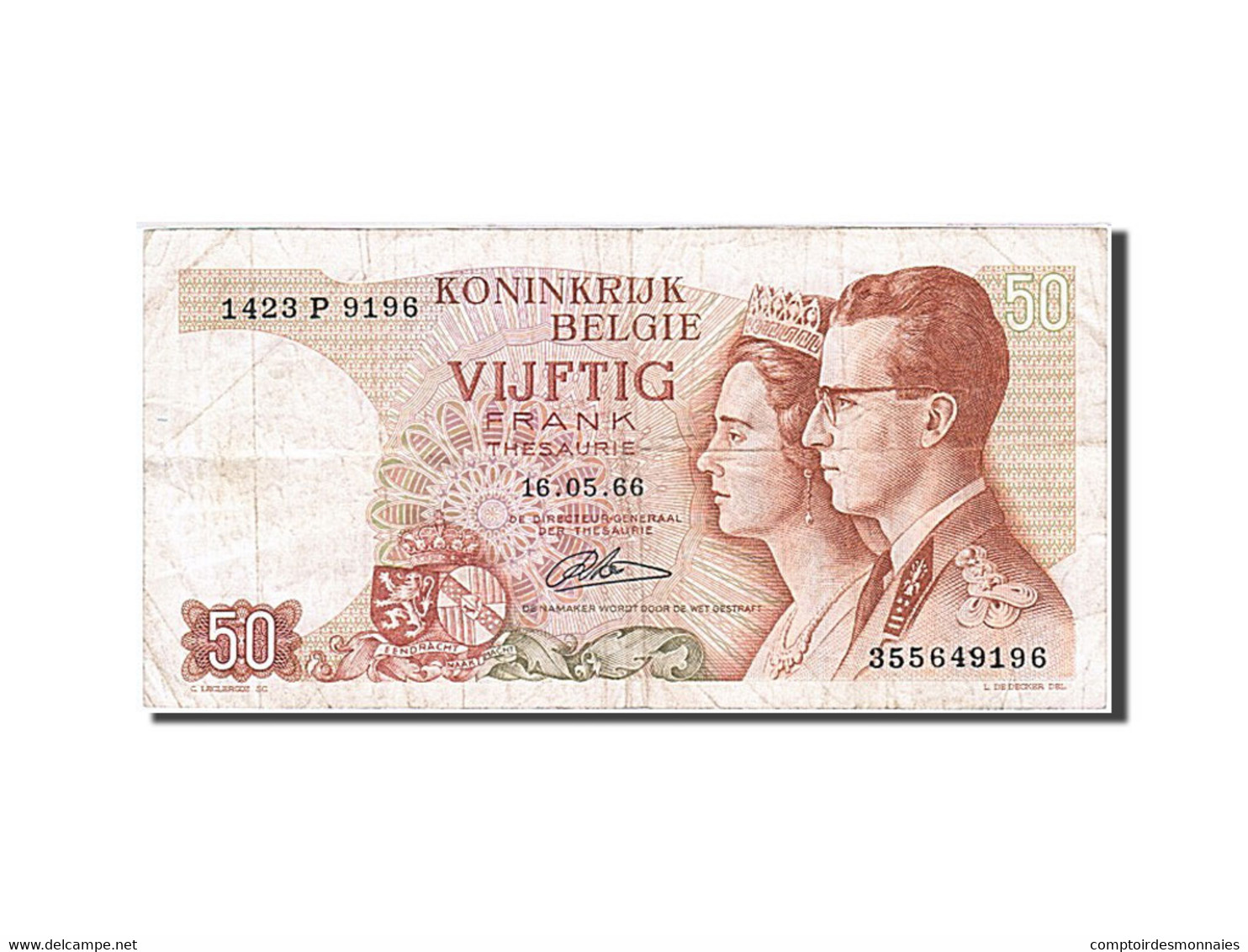 Billet, Belgique, 50 Francs, 1964-1966, 1966-05-16, KM:139, TB+ - Otros & Sin Clasificación