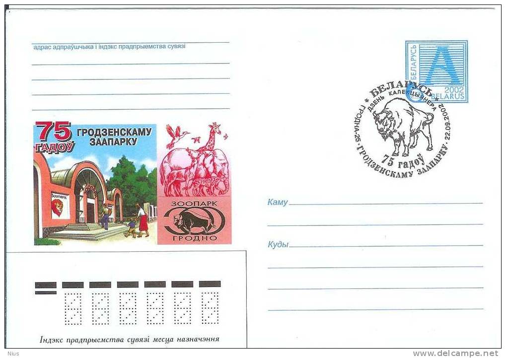 Belarus 2002 Fauna Wisent Animals Grodno Zoo Elephant Giraffe Leopard Bird - Bielorussia