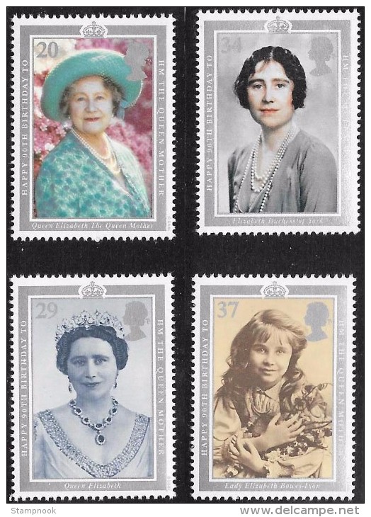 Great Britain Scott  1327-30 Queen Mother Mint NH  VF   CV 4.70 - Unused Stamps