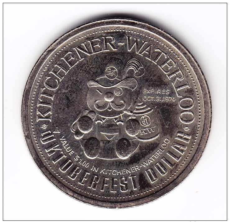 1974 Kitchener-Waterloo $1 Oktoberfest Token - Canada