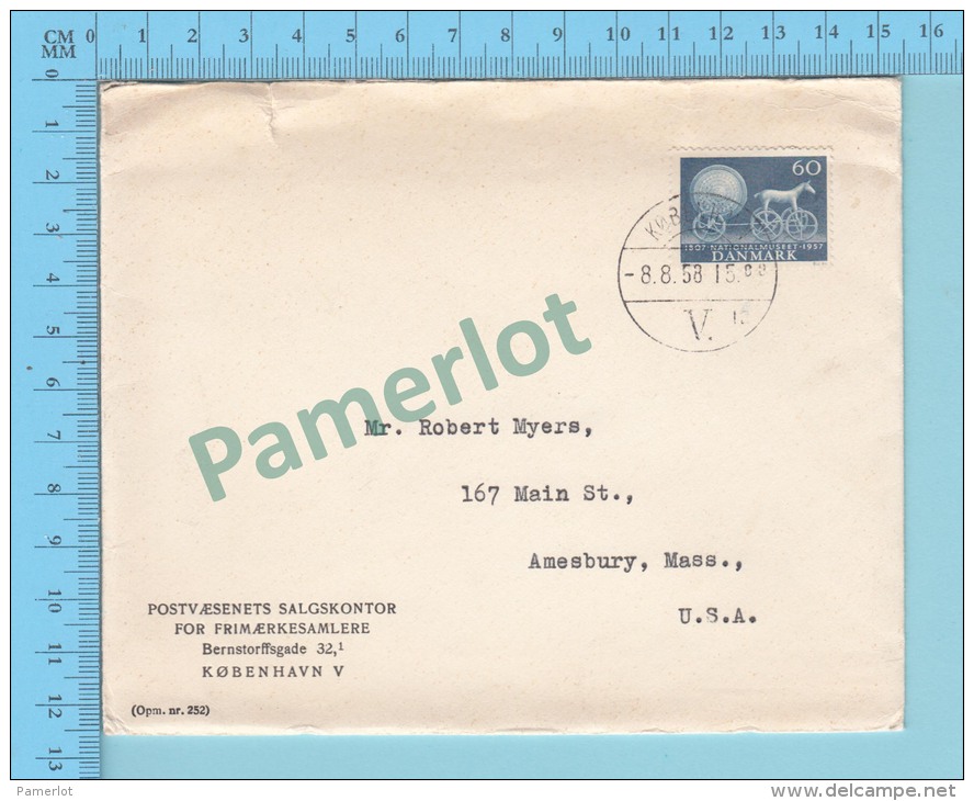 Danmark  ( 1958, Cover Canhet, Kobenhavn V. To USA  ) 2 Scans - Briefe U. Dokumente