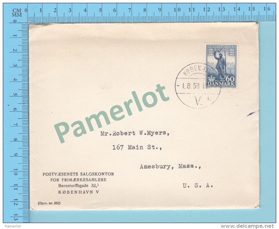 Danmark  ( 1958, Cover Cashet, Kobenhavn V. To USA  ) 2 Scans - Covers & Documents