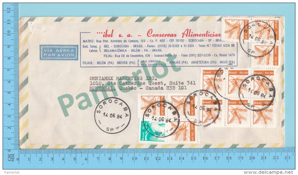 Brasil Aerogramme (1984, Cover Cachet, Sorocaba SP  ->Montreal Quebec  " Block  Of 6 + Many Other) 2 Scans - Lettres & Documents