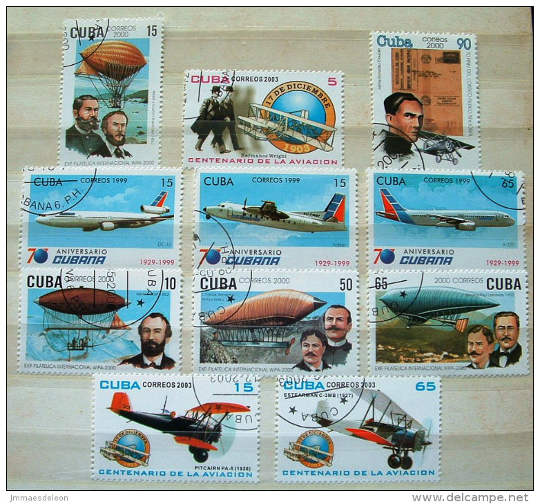 Cuba 1999 - 2003 Planes Balloons History Wright - Usati