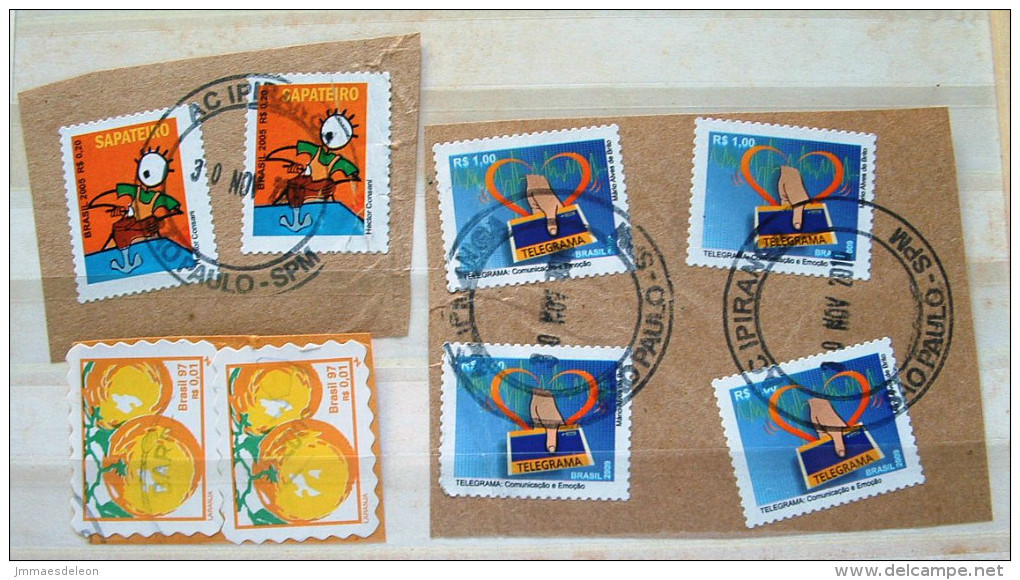 Brazil 2010 Fragments Of Cover - Fruits Postal Services Shoemaker - Used Stamps