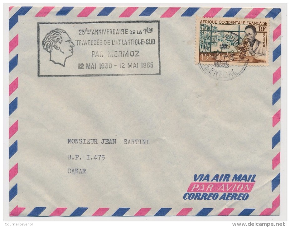 AOF - Sénégal - 25eme Anniversaire De La 1ere Traversée De L'Atlantique Sud Par Mermoz - 1930 / 1956 - Lettres & Documents