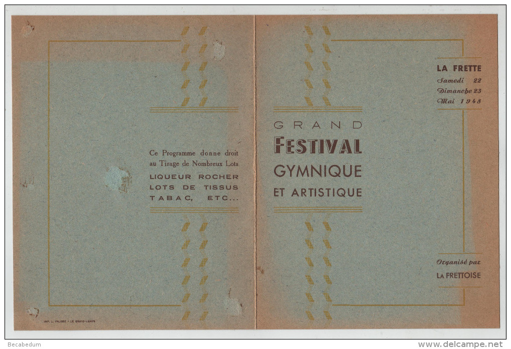 Festival Gymnique Et Artistique 1948 Messe En Plein Air Retraite Flambeaux La Frette  La Frettoise - Programs