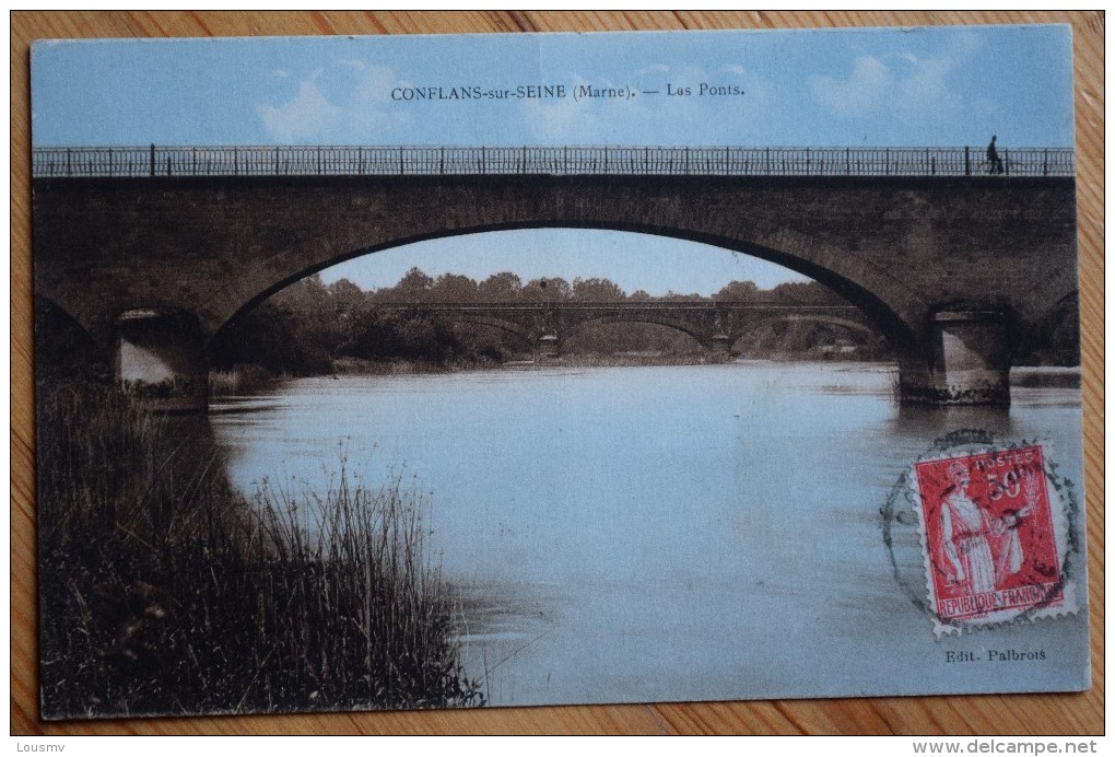 51 : Conflans-sur-Seine - Les Ponts - Partiellement Colorisée (ciel Bleu) - Léger Pli (centre) - (n°5167) - Andere & Zonder Classificatie