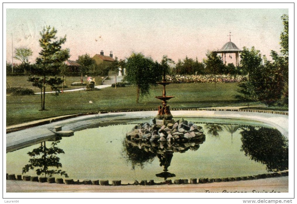 (3456) Very Old Postcard - UK - Swidon Town Gardens - Arbres