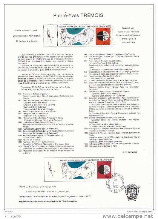 TAAF  34 NOTICES AVEC TIMBRES OBLITERES (ET 2 BLOCS, DONT 1 NEUF)  SUPERBES - Collections, Lots & Séries