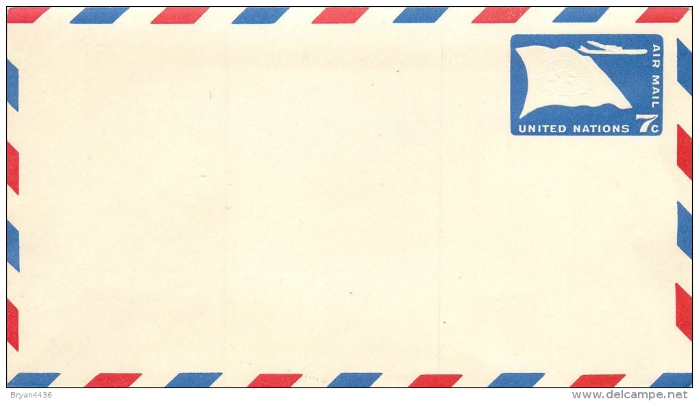 NATIONS UNIES  -AEROGRAMME - AIR LETTER -  7 C. BLEU - POSTE AERIENNE. - Posta Aerea