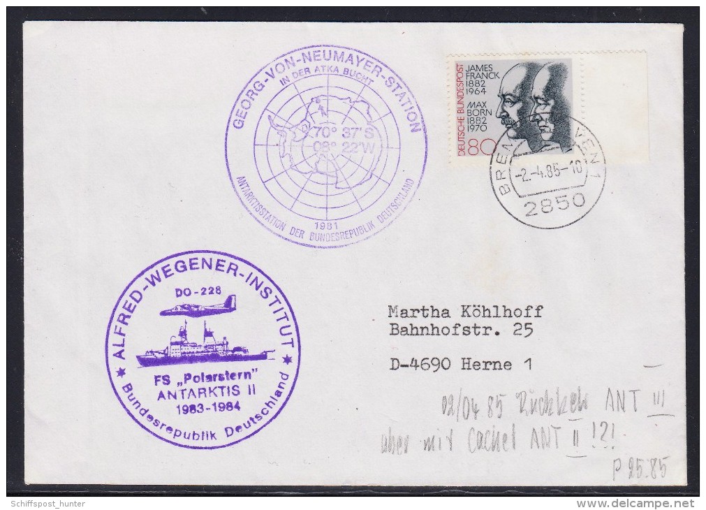ANTARCTIC, GERMANY, FS"POLARSTERN" ,2.4.1985,Cachets "ANT-II + GvN",  Look Scan !! 18.12-46 - Antarctic Expeditions