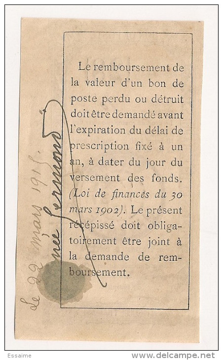 Bon De Poste 1915. Postes Et Télégraphes. Cachet Bierne En Mayenne 1915. - Other & Unclassified
