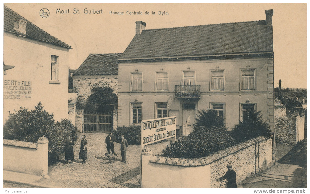 266/22 - Carte-Vue Banque Centrale De La Dyle TP Houyoux MONT ST GUIBERT 1924 Vers WAVRE - 1922-1927 Houyoux