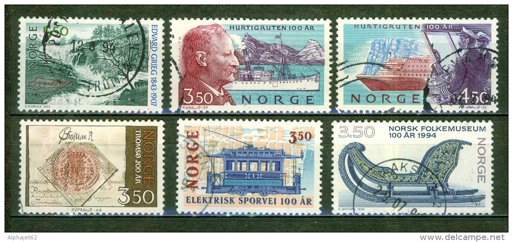 Cascade Et Torrent - Ligne Maritime - Ville De Tromsoe - NORVEGE - N° 1083-1084-1085-111-1119-1120 - 1993 - Gebraucht