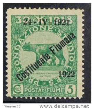 Fiume SG190 1922 New Constitution 5c Mounted Mint - Fiume