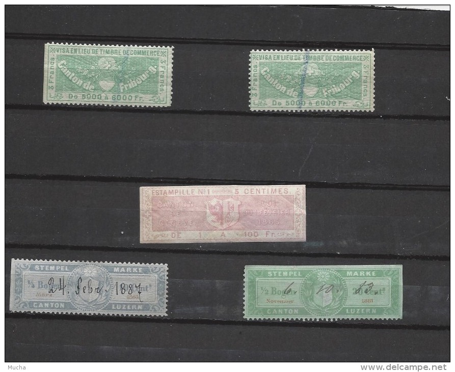 Timbres De Commerce Stempel Marke 5 Exemplaires 2x Fribourg 2x Luzern 1x Genève - Autres & Non Classés