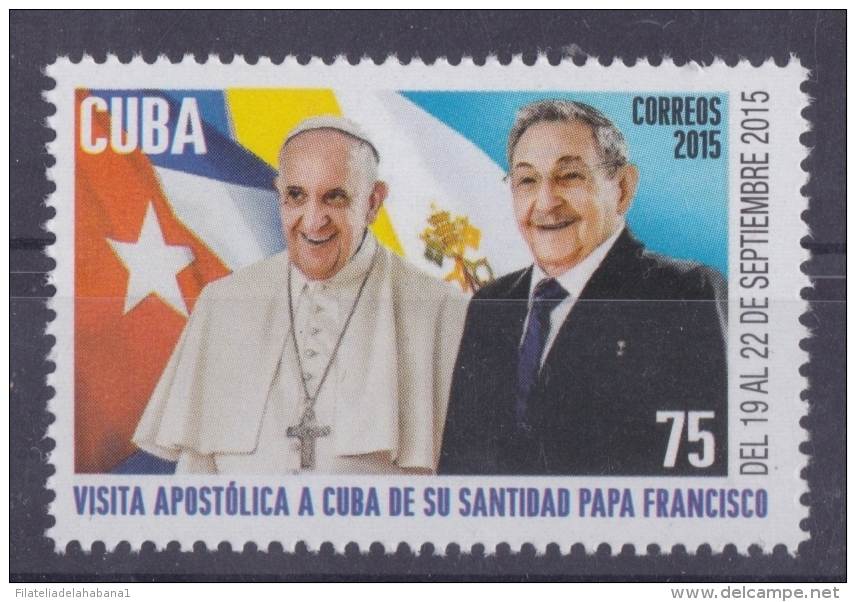 2015.80 CUBA 2015 MNH VISIT POPE FRANCISCO RAUL CASTRO VATICAN CITY - Usati