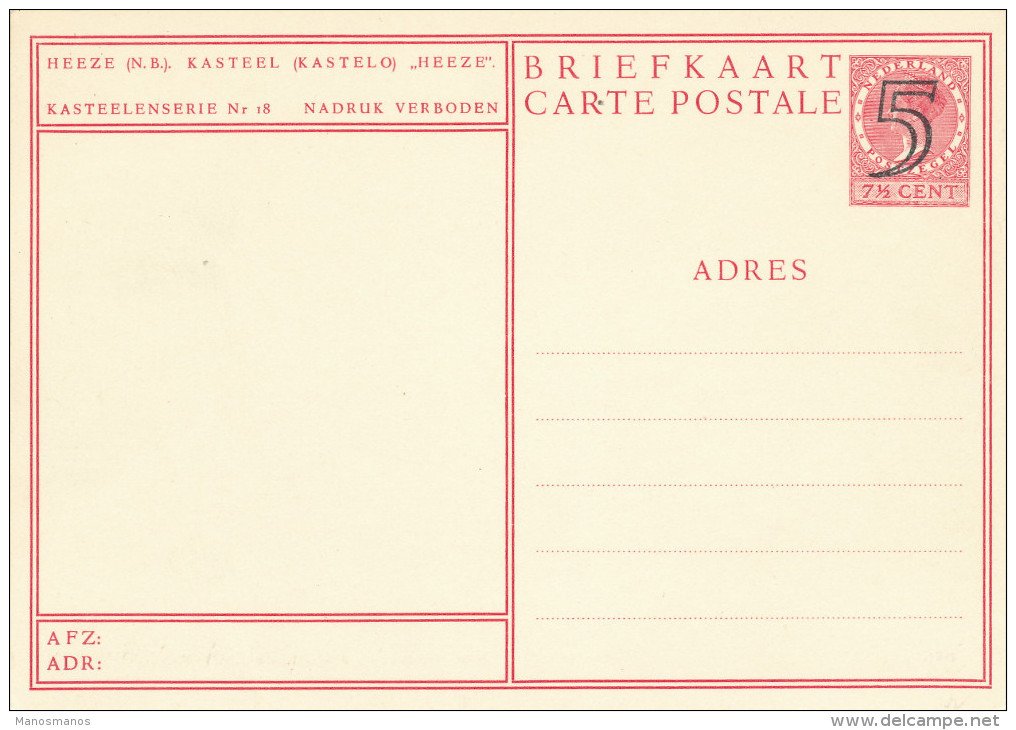 636/22 - NEDERLAND - Entier Postal Illustré Kasteel HEEZE - Opdruk 5 Cent - Etat Neuf - Postal Stationery