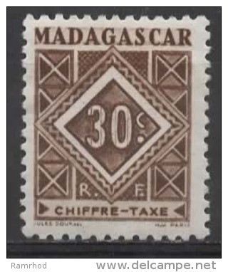 MADAGASCAR 1947 Postage Due - Numeral  30c. - Brown   MH - Segnatasse