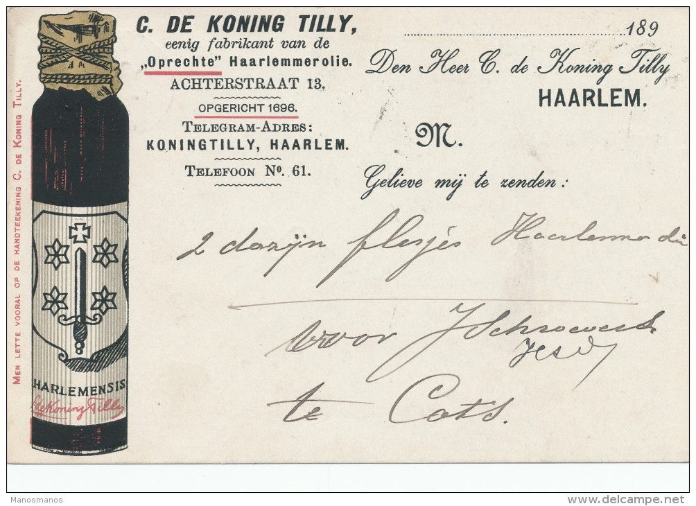642/23 - NEDERLAND - Carte Illustrée En Couleurs - HAARLEM Olie De Koning Tilly - TP Kleinrond KATS 1903 - Lettres & Documents