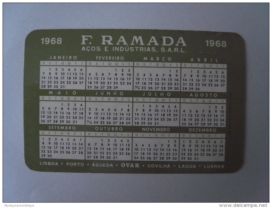 1 CALENDAR SMALL - PORTUGAL FACTORY - Petit Format : 1961-70