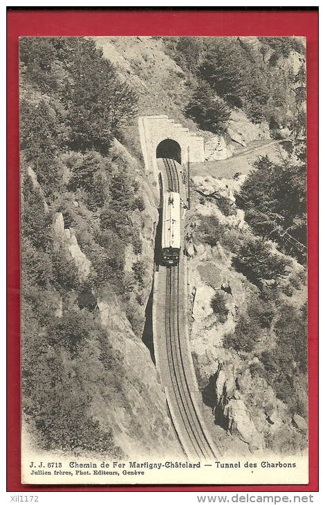 PAI-01  Chemin De Fer Martigny-Châtelard-Chamonix Tunnel Des Charbons Train Cachet Martigny 1908 Et L'Isle. Jullien 6713 - Martigny