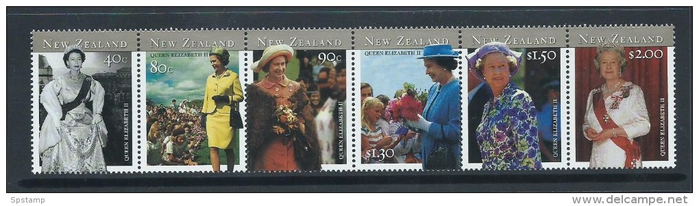New Zealand 2001 QEII Birthday Set 6 In Se Tenant Strip Format MNH - Ongebruikt