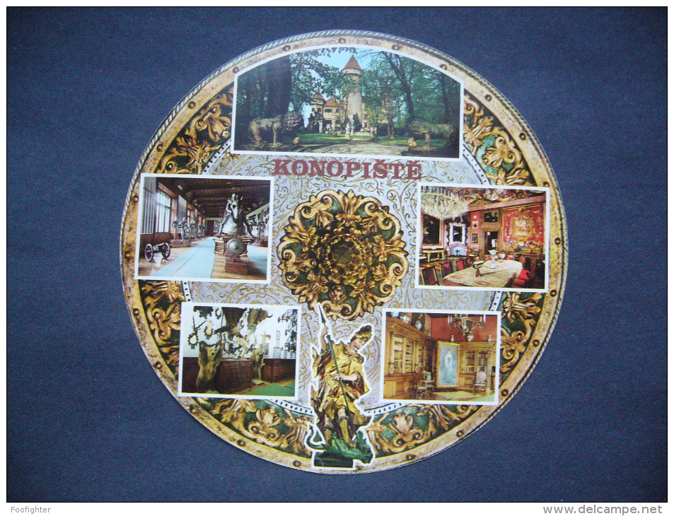 Czechoslovakia: KONOPISTE Castle Interior - Runde AK, Round Shape Postcard - 1970s Unused - Castelli