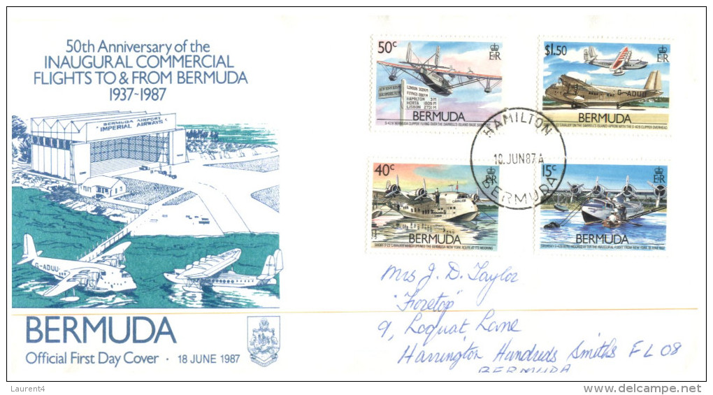 (628) FDC Cover - Bermuda - Aviation (1987) - Bermudes