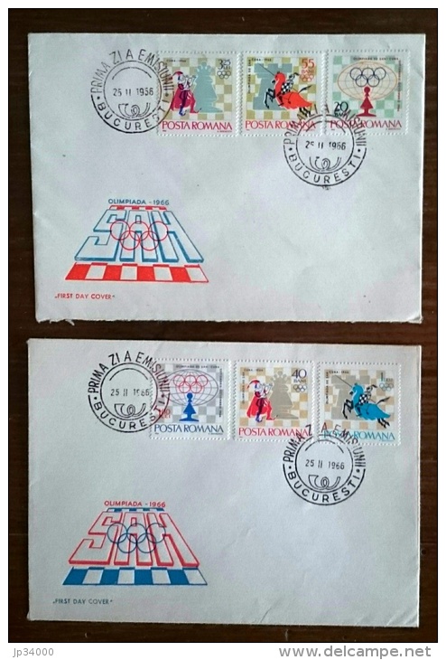 ROUMANIE Echec, Echecs, Chess, Ajedrez. Yvert 2193/98 FDC (2 Enveloppes) - Echecs