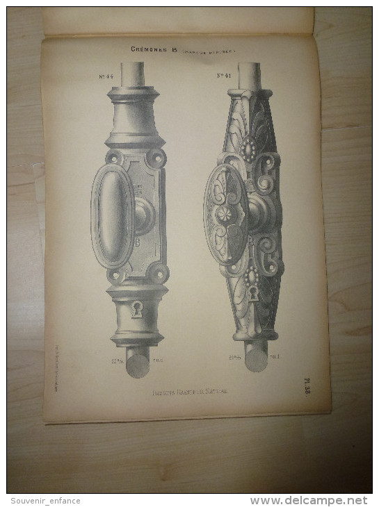 Maison Garnier Fabrique De Crémones Br Cottan Boulevard De La Bastille 30 Paris Serrurerie Cuivrerie Arts Décoratifs - Catalogi