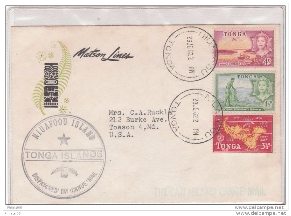 TONGA TIN CAN MAIL  TRES JOLIE LETTRE1962 - Tonga (...-1970)