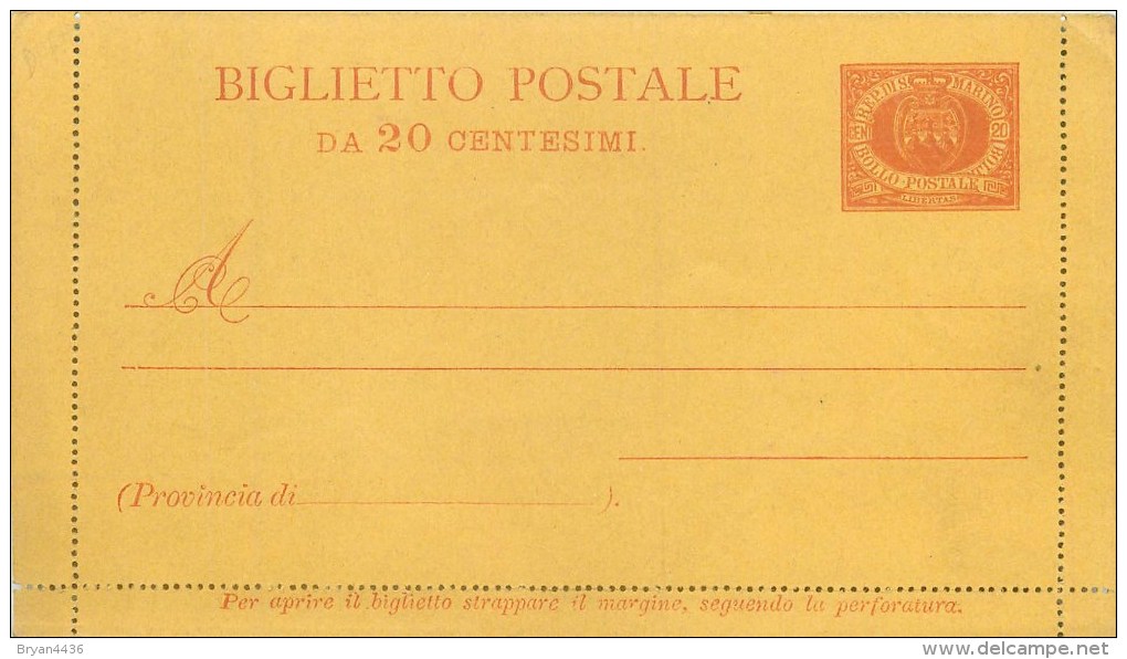 SAINT MARIN ( San Marino), Entier Postal Biglietto Postale 20 Cent Rose ( 3000 Stücke !) - Postal Stationery