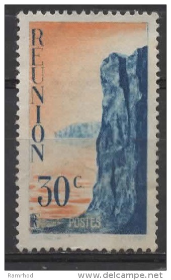 REUNION 1947 Cliffs - 30c. - Orange And Blue  MH - Nuovi