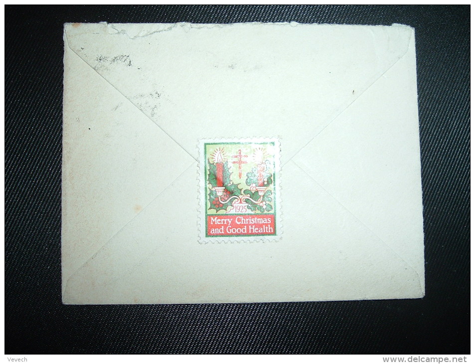 LETTRE MIGNONNETTE TP USA 4c + TP 1c OBL.JAN 16 ? + VIGNETTE MERRY CHRISTMAS AND GOOD HEALTH 1925 - Cinderellas