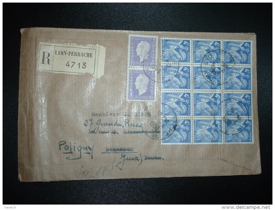 LR TP IRIS 4F BLOC DE 12 + TP MARIANNE DE DULAC 1F X2 OBL.5-4-1956 LYON PERRACHE RHONE (69) - 1939-44 Iris