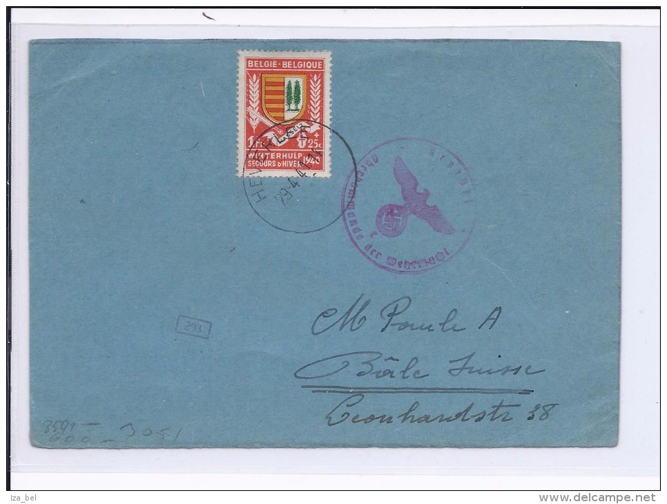 N° 543 (Hasselt) Seul Càd Heverlee 29.4.41 S/CP V.Bâle (CH)-censure Allemande Ind."e". TB - Lettres & Documents