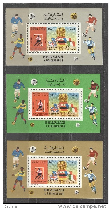 SHARJAH 3 Perforated And 3 Imperforated Blocks Mint Without Hinge - 1970 – Mexico