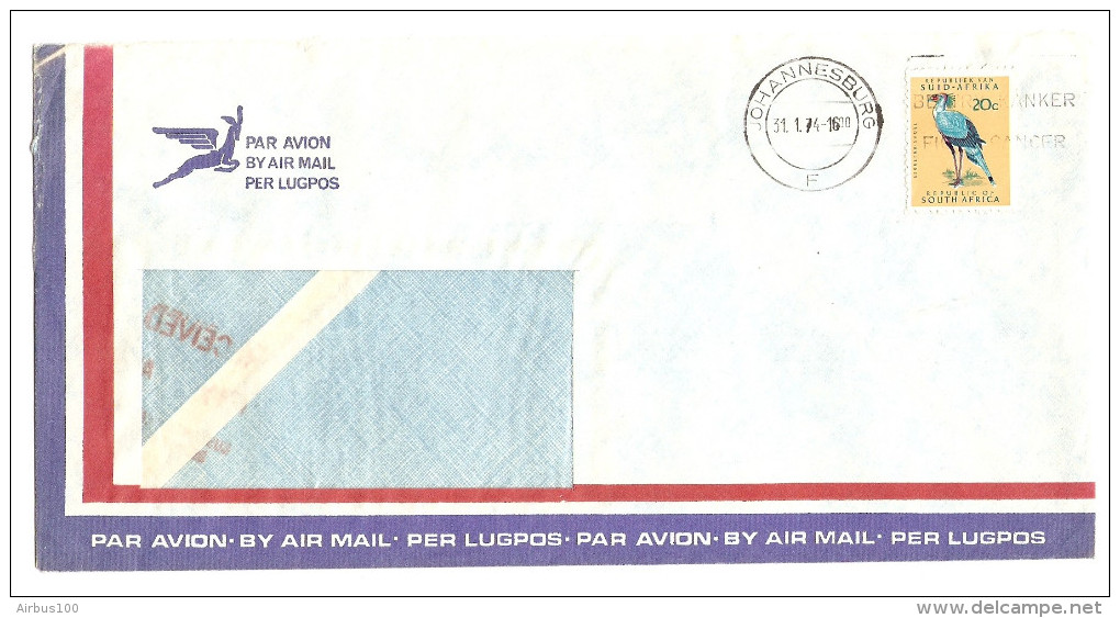 SUID AFRIKA AFRIQUE DU SUD 31/1/1974 LETTRE COVER JOHANNESBURG - 2 Scans - - Lettres & Documents