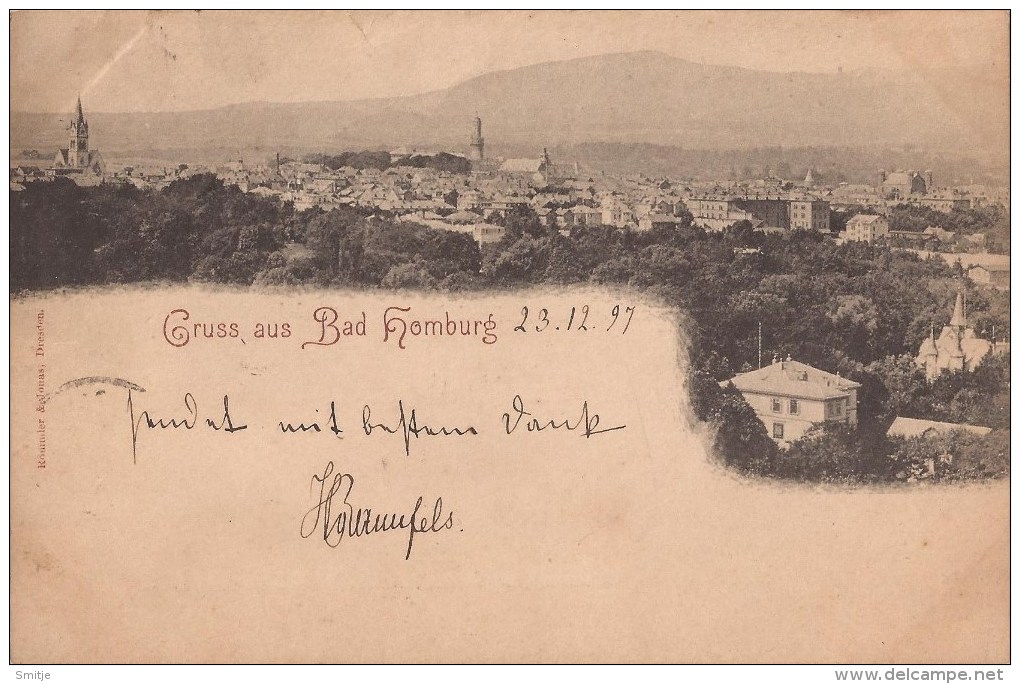 BAD HOMBURG - 1897 - GRUSS AUS - PANORAMA - TOTALANSICHT  - 2 SCANS - Bad Homburg