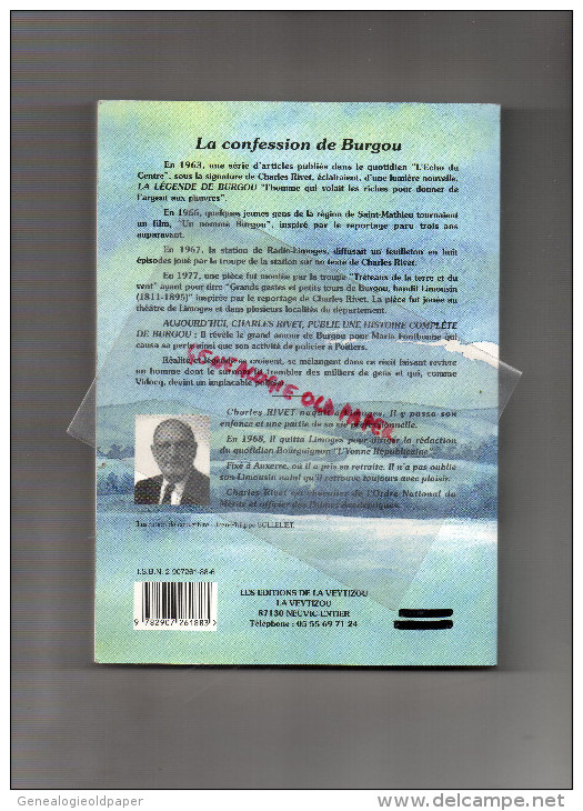 87-19-23-24-MARVAL LA CONFESSION DE BURGOU- LE VIDOCQ LIMOUSIN- CHARLES RIVET -EDITIONS LA VEYTIZOU 1998 - Limousin