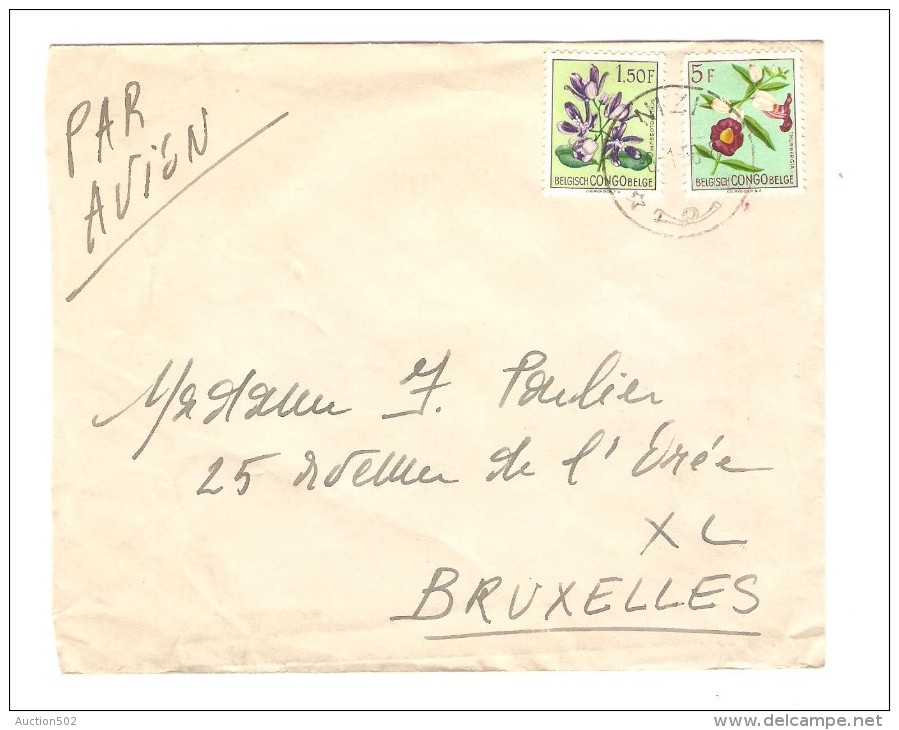 Belgisch Congo Belge TP Fleurs S/L.Avion C.Nizi En 1956 V.Bruxelles PR2509 - Lettres & Documents