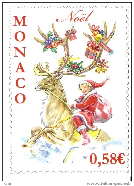 Monaco Noël 2010 N° 2755 Sur Carte De Voeux Poste - Storia Postale