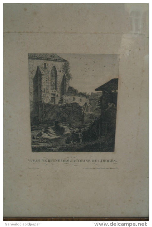 87 - LIMOGES - GRAVURE FIN XIXE S.- VUE D'UNE RUINE DES JACOBINS - ALBERT - A PARIS CHEZ SABAUD- RUE VIEUX AUGUSTINS - Estampes & Gravures