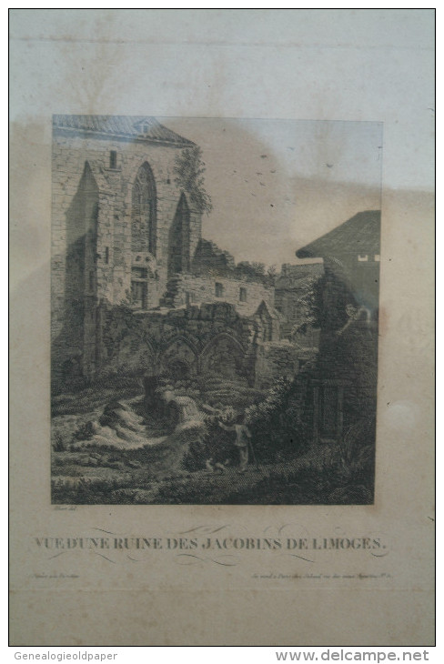 87 - LIMOGES - GRAVURE FIN XIXE S.- VUE D'UNE RUINE DES JACOBINS - ALBERT - A PARIS CHEZ SABAUD- RUE VIEUX AUGUSTINS - Estampes & Gravures