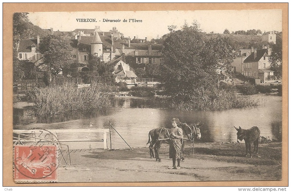 VIERZON. - Deversoir De L'Yèvre - Voyagée 1911 - ANE - MULET - Vierzon