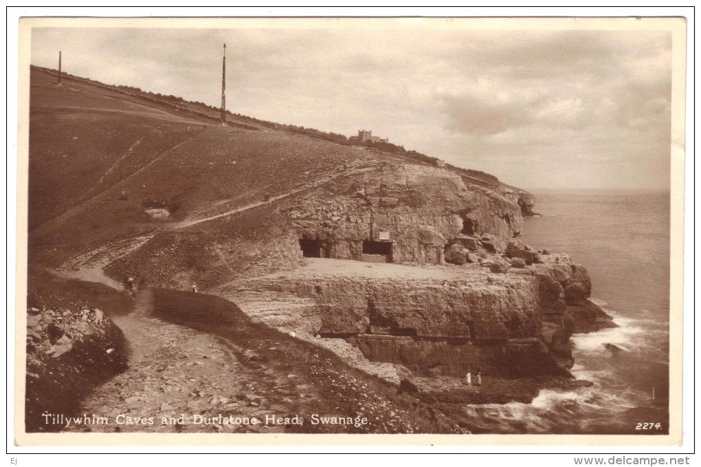 Tillywhim Caves And Durlstone Head, Swanage - Real Photo - E A Sweetman - Postmark 1931 - Swanage