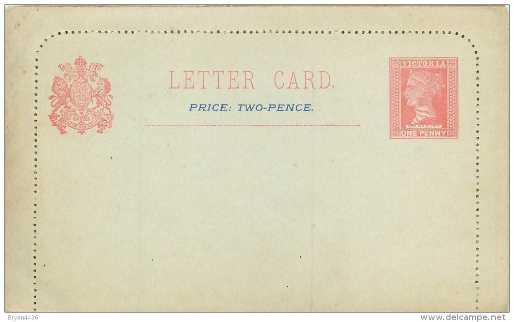 AUSTRALIE - VICTORIA - LETTRE CARTE POSTALE  - ENTIER POSTAL ONE PENNY ROUGE - Storia Postale